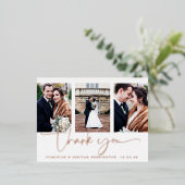 Rose Gold Foil Script Foto Hochzeit Vielen Dank Folie Einladungspostkarte (Stehend vorne)