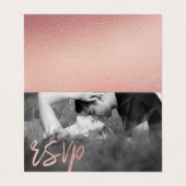Rose Gold Foil Script Foto RSVP Karte (Außenseite Aufgefaltet)