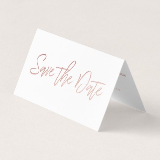 Rose Gold Foil Script Foto Save the Date Card Visitenkarten (Vorderseite)