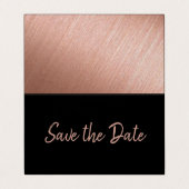 Rose Gold Foil & Script Foto Save the Date Card Visitenkarten (Außenseite Aufgefaltet)