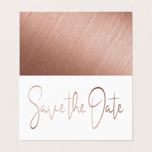 Rose Gold Foil Script Foto Save the Date Card Visitenkarten (Außenseite Aufgefaltet)