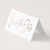 Rose Gold Foil Script Foto Save the Date Card Visitenkarten (Vorderseite)