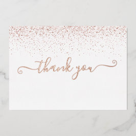 Rose Gold Foil Script Glitzer Danke Karte