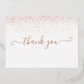 Rose Gold Foil Script Glitzer Danke Karte (Vorderseite)