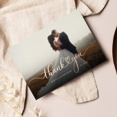 Rose Gold Foil Script Hochzeit Foto Danke Karte