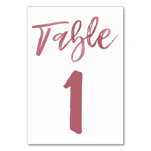 Rose Gold Foil Script Tischnummer (Vorderseite)