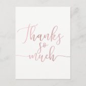 Rose Gold Foil Script Vielen Dank Postkarte (Vorderseite)