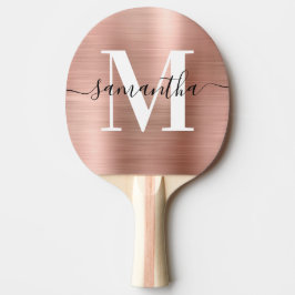 Rose Gold Foil Signature Modernes Monogramm Foto Tischtennis Schläger