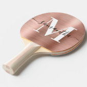 Rose Gold Foil Signature Modernes Monogramm Foto Tischtennis Schläger (Vorderseite)