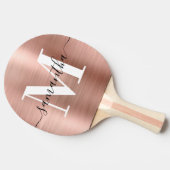 Rose Gold Foil Signature Modernes Monogramm Foto Tischtennis Schläger (Seitenansicht)