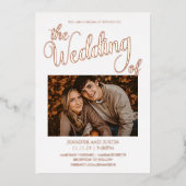 Rose Gold Foil Simplistic 2 Foto Wedding Folieneinladung (Vorderseite)