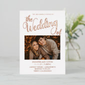 Rose Gold Foil Simplistic 2 Foto Wedding Folieneinladung (Stehend vorne)