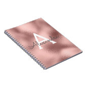 Rose Gold Foil Sparkle Monogram Notebook Notizblock (Rechte Seite)