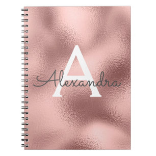 Rose Gold Foil Sparkle Monogram Notebook Notizblock