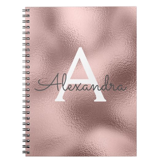 Rose Gold Foil Sparkle Monogram Notebook Notizblock (Vorderseite)