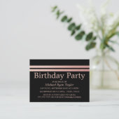 Rose Gold Foil Streifen Geburtstagsparty Ticket (Stehend Vorderseite)