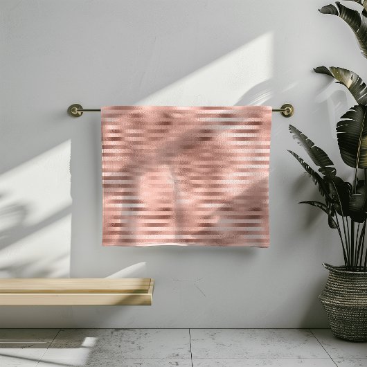 Rose Gold Foil Streifen rosa Badehandtücher Badhandtuch Set