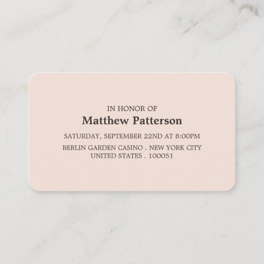 Rose Gold Foil Strip, Bachelor Party Ticket (Rückseite)