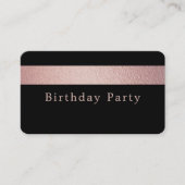 Rose Gold Foil Strip, Black Birthday Party Ticket (Vorderseite)