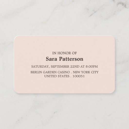 Rose Gold Foil Strip, Junggeselinnen-Abschied Tick Visitenkarte (Rückseite)