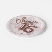 Rose Gold Foil Sweet 16 Bday Balloons Party Rose Pappteller (Schrägansicht)