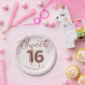 Rose Gold Foil Sweet 16 Birthday Balloons Rosa Pappteller (Party)