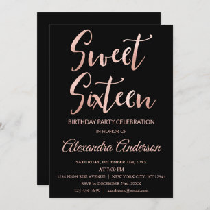 Rose Gold Foil Sweet 16 Sechzehn Geburtstag Einladung