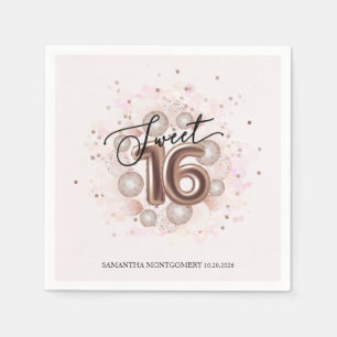 Rose Gold Foil Sweet 16 Tagesballons Party Rosa Serviette