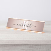 Rose Gold Foil Teacher Schreibtisch Namensschild (Vorderseite )