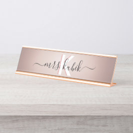 Rose Gold Foil Teacher Schreibtisch Namensschild