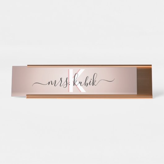 Rose Gold Foil Teacher Schreibtisch Namensschild (Vorderseite )