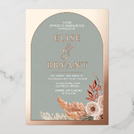 Rose Gold Foil Text Arch Boho Blumenhochzeit Folieneinladung