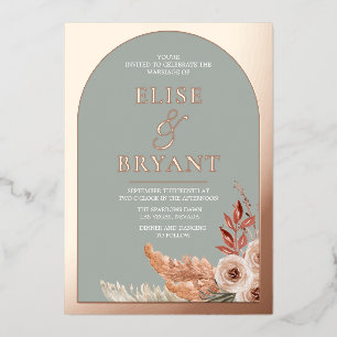 Rose Gold Foil Text Arch Boho Blumenhochzeit Folieneinladung