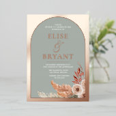 Rose Gold Foil Text Arch Boho Blumenhochzeit Folieneinladung (Stehend vorne)