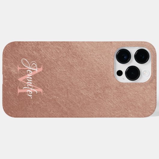 Rose Gold Foil Textur Foto Monogram Case-Mate iPhone Hülle (Rückseite (Horizontal))
