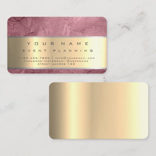Rose Gold Foil Texture Foil Metal Pink Visitenkarte (Vorne/Hinten)