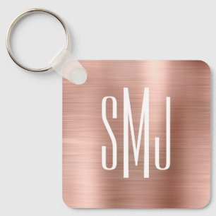 Rose Gold Foil Three Letter Monogram Schlüsselanhänger