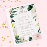 ROSE GOLD FOIL Tiara Pink Floral Sweet 16<br><div class="desc">ROSE GOLD FOIL 16 . Geburtstag Floral Tiara Rosa Einladung hübscher Sweet 16 Einladungen im Kleinen Bayleigh Store!</div>