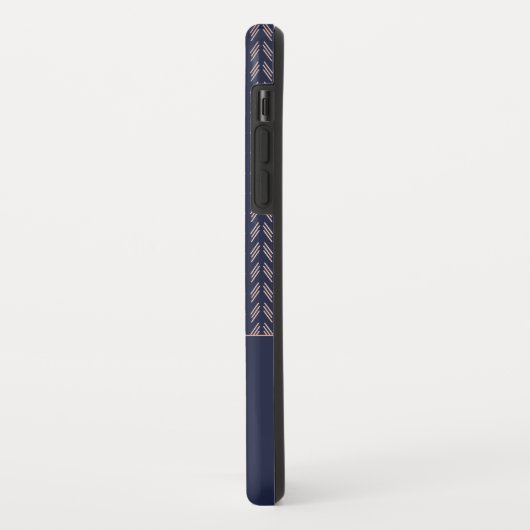 Rose Gold Foil Tribal Boho Navy Blue Monogram Case-Mate iPhone Hülle (Hinten/Links)
