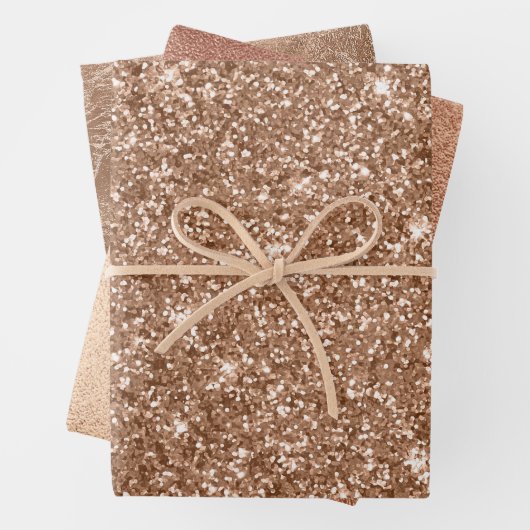 Rose Gold Foil und Glitzer Muster Geschenkpapier Set (Beispiel)
