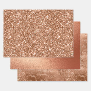 Rose Gold Foil und Glitzer Muster Geschenkpapier Set