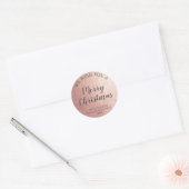 Rose Gold Foil und Gray Script Frohe Weihnachten Runder Aufkleber (Umschlag)