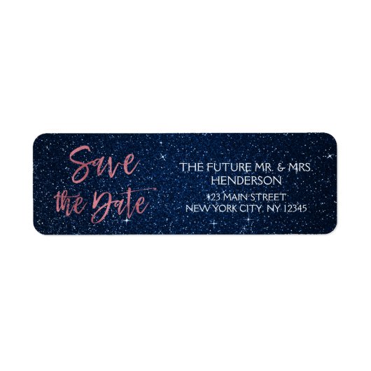 Rose Gold Foil und Navy Blue Save the Date (Vorne)
