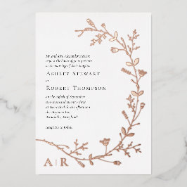 Rose Gold Foil Vine Scroll Hochzeit Einladung, Folieneinladung