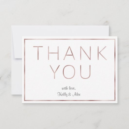 Rose Gold Foil Wedding Dankeschön Card Dankeskarte (Vorderseite)
