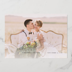 Rose Gold Foil Wedding Foto Danke Karte