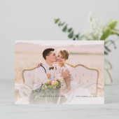 Rose Gold Foil Wedding Foto Danke Karte (Stehend vorne)