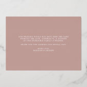 Rose Gold Foil Wedding Foto Danke Karte (Rückseite)