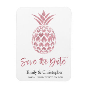 Rose Gold Foil Wedding Rettet das Datum Ananas Magnet
