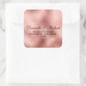 Rose Gold Foil Wedding Rücksendeadressen-Aufkleber Quadratischer Aufkleber (Tasche)